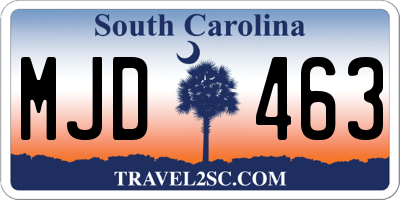 SC license plate MJD463