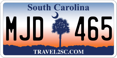 SC license plate MJD465