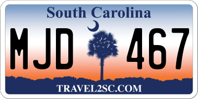 SC license plate MJD467