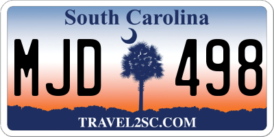 SC license plate MJD498