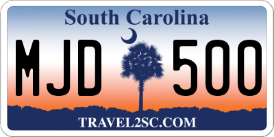 SC license plate MJD500