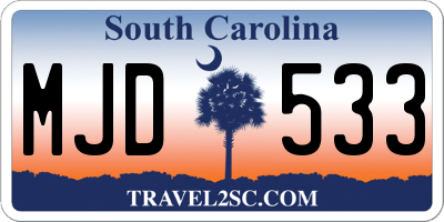 SC license plate MJD533