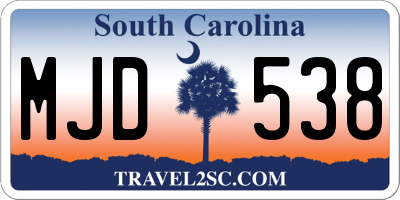 SC license plate MJD538