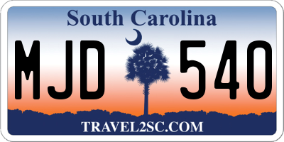 SC license plate MJD540