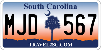SC license plate MJD567