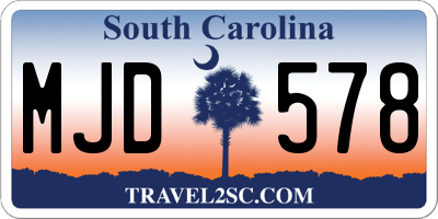 SC license plate MJD578