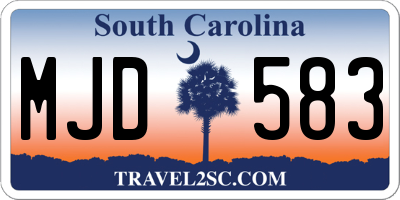 SC license plate MJD583