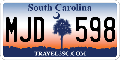 SC license plate MJD598
