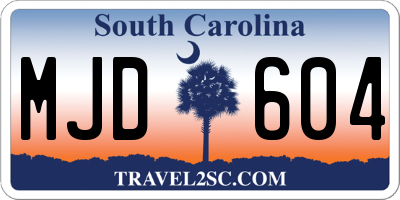 SC license plate MJD604