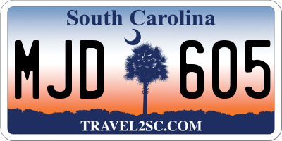 SC license plate MJD605