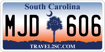 SC license plate MJD606