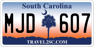 SC license plate MJD607