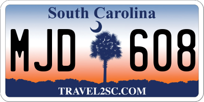 SC license plate MJD608