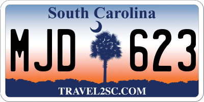 SC license plate MJD623