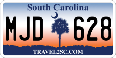 SC license plate MJD628