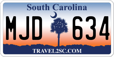 SC license plate MJD634