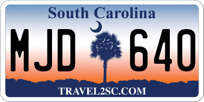 SC license plate MJD640