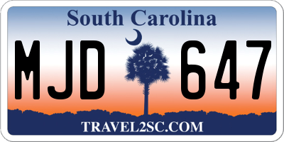 SC license plate MJD647