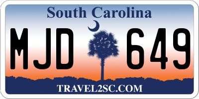 SC license plate MJD649