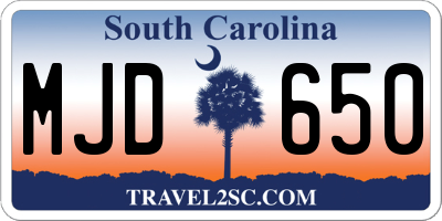 SC license plate MJD650