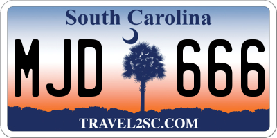 SC license plate MJD666