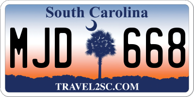 SC license plate MJD668