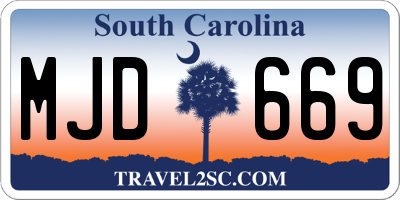 SC license plate MJD669