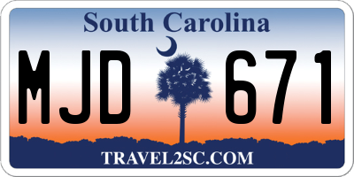 SC license plate MJD671