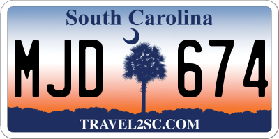SC license plate MJD674