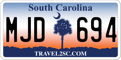 SC license plate MJD694