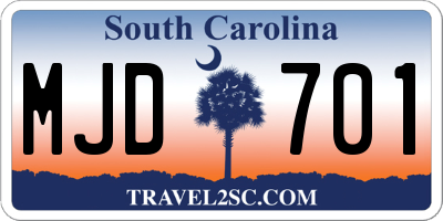 SC license plate MJD701
