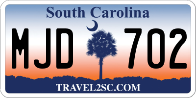 SC license plate MJD702