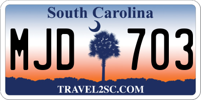 SC license plate MJD703