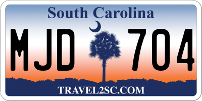 SC license plate MJD704