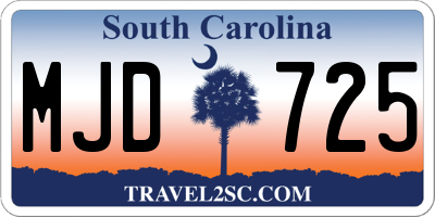 SC license plate MJD725