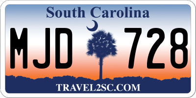 SC license plate MJD728