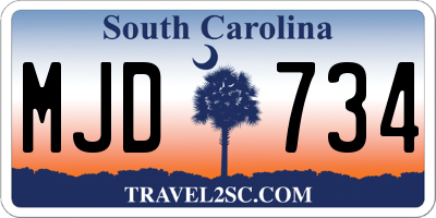 SC license plate MJD734