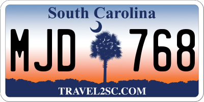 SC license plate MJD768