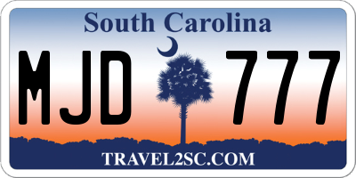 SC license plate MJD777