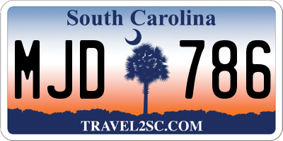 SC license plate MJD786