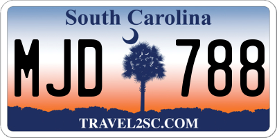 SC license plate MJD788