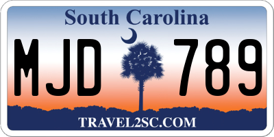 SC license plate MJD789