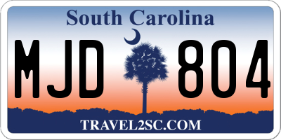 SC license plate MJD804