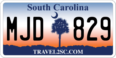 SC license plate MJD829