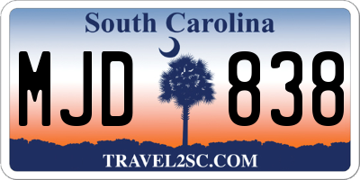 SC license plate MJD838