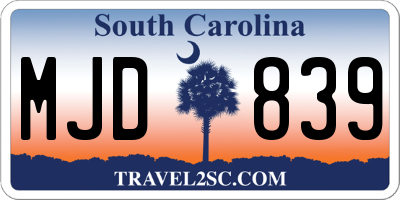 SC license plate MJD839
