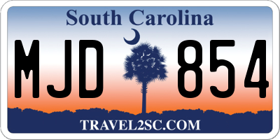 SC license plate MJD854