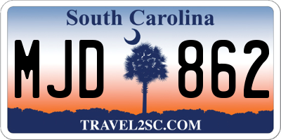SC license plate MJD862