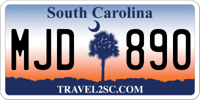 SC license plate MJD890