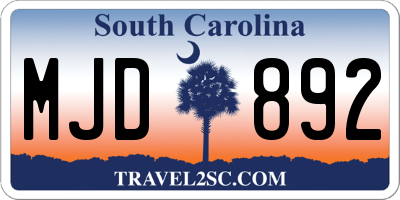 SC license plate MJD892